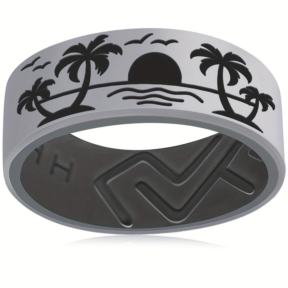 Palm Tree Silicone Carved Ring, 8mm