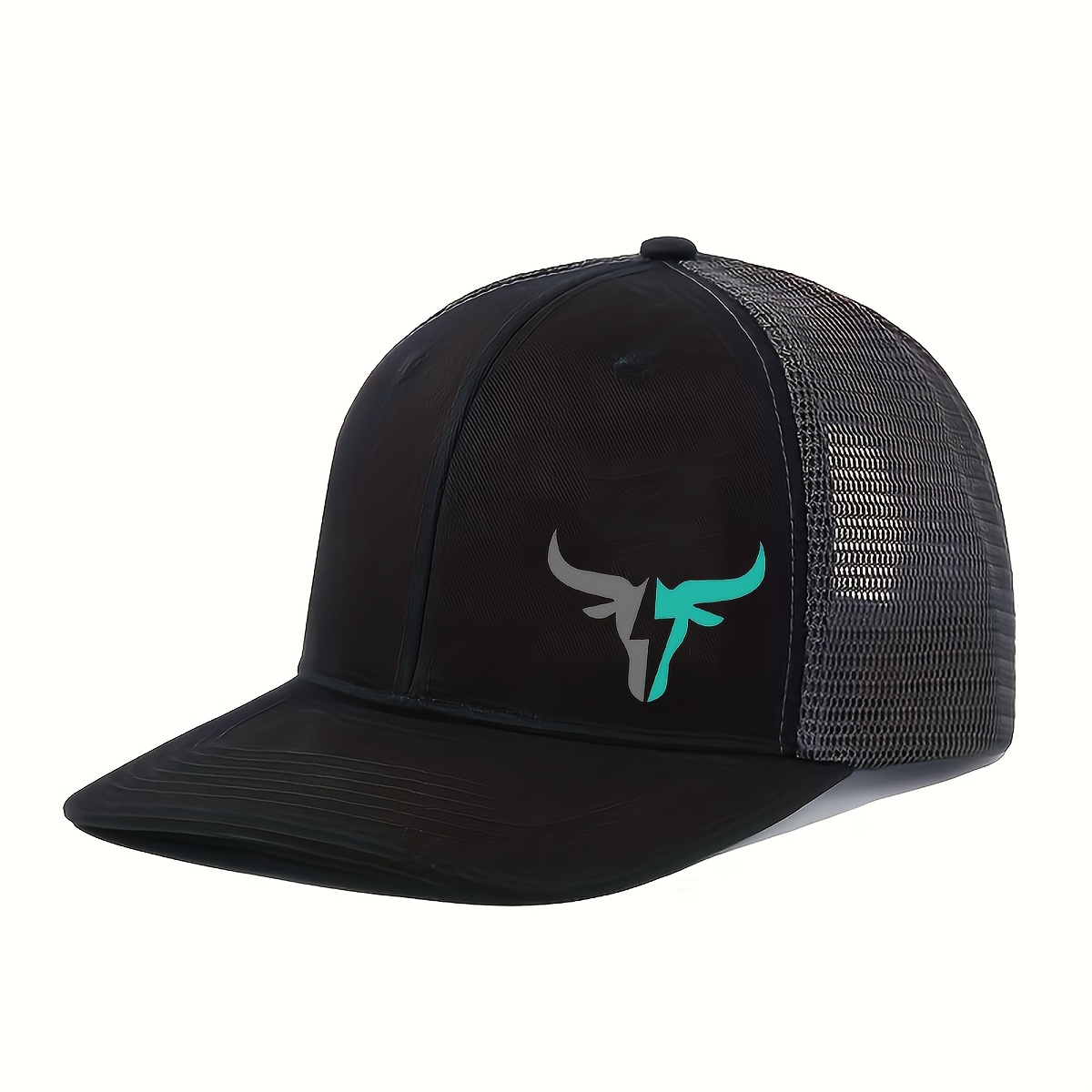 TEMU Adjustable Size, Outdoor Head Print, Breathable Mesh Trucker Cap For Men And Women - Polyester, Fitted With Closure, Hand Washable, Sports