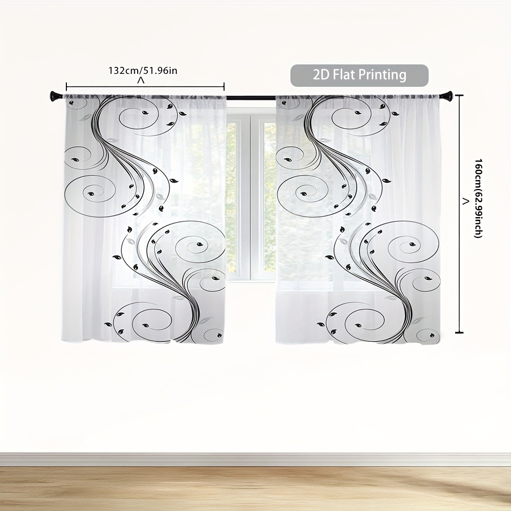 Set Of 2 Minimalist Sheer Curtains With A , Perfect For The Living Room, Bedroom, Or Kitchen. Lightweight, Versatile Curtains Made From Rectangular Polyester Fabric Are Ideal For Home Gatherings
