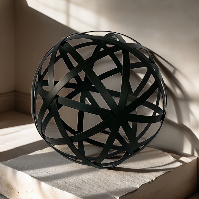 Image of Elegant Metal Decorative Ball Modern Geometric Metal Sphere, Suitable For Home Table And Shelf Display, Holiday Decor