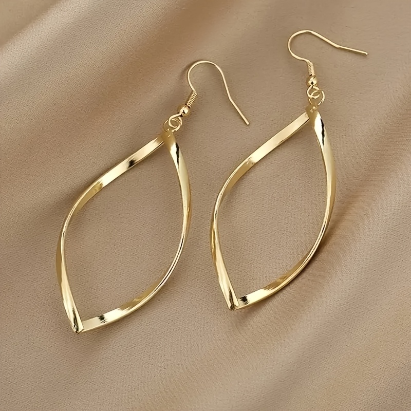 TEMU Boucles d'Oreilles Pendantes Torsadées Creuses Style Élégant et en Plaqué Cadeau pour Femme