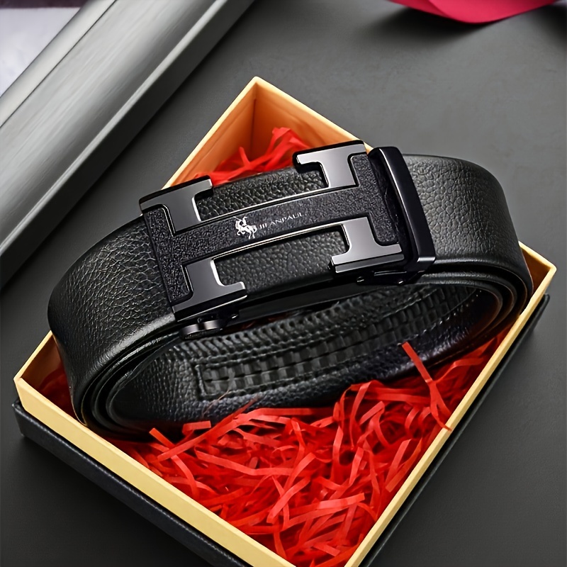 

Men's Premium Pu Leather Belt - Classic Business Style With Automatic Buckle, Perfect Gift For Him