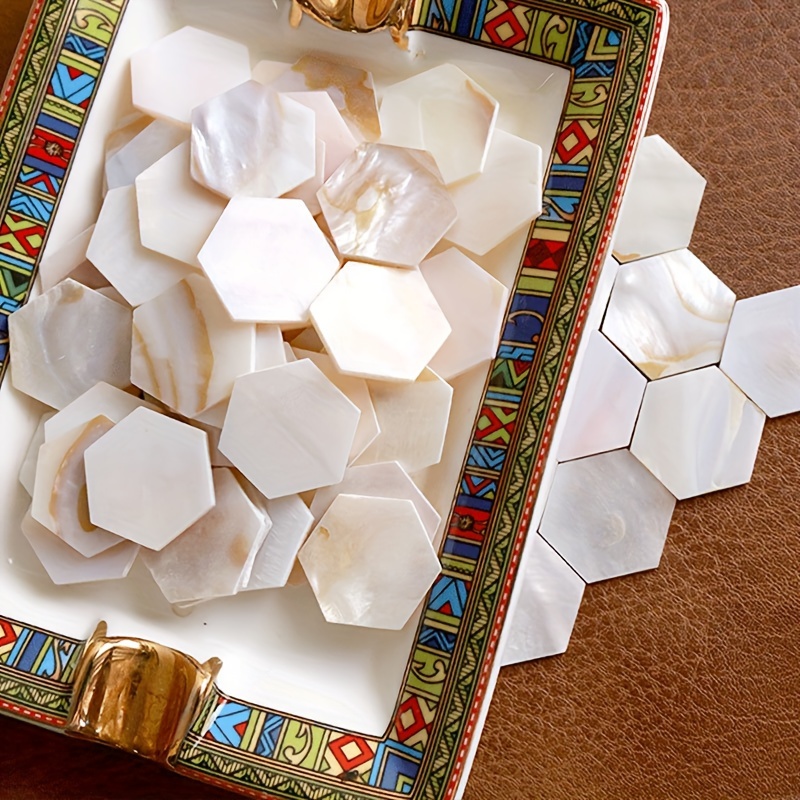 

25pcs Natural Mother Of Pearl Hexagon Mosaic Tiles - Perfect For Diy Home Decor Crafts Mosaic Tiles For Crafts Ceramic Tiles For Crafts