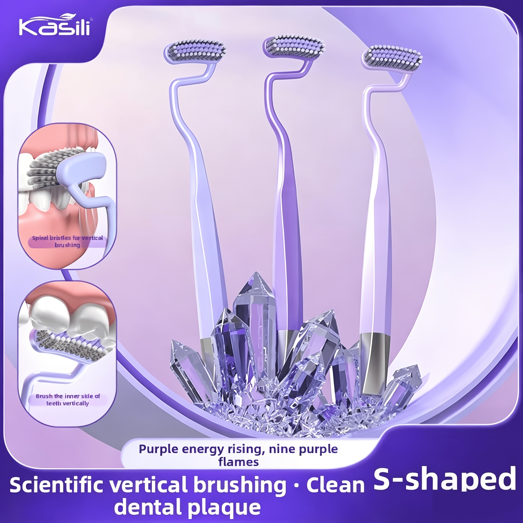 3pcs S-shaped Toothbrush with Soft Bristles, Bakers' Curved Head