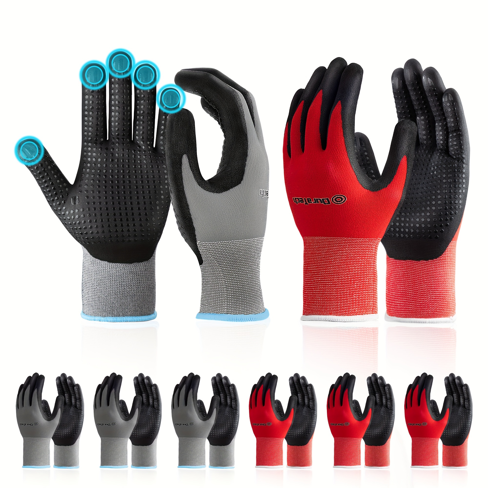 

Duratech -foam Nitrile Gloves, 6 , Dot Gloves, Touchscreen , For ( And Red, L)