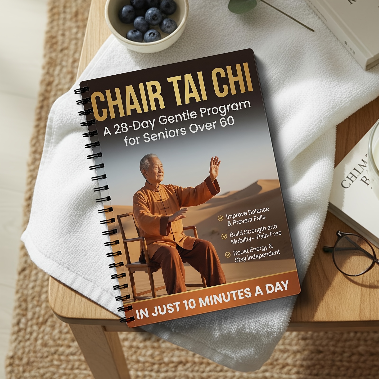   over 60 spiral bound exercise notebook with tai   exercises   and active aging journal suitable for   training     and flexibility  