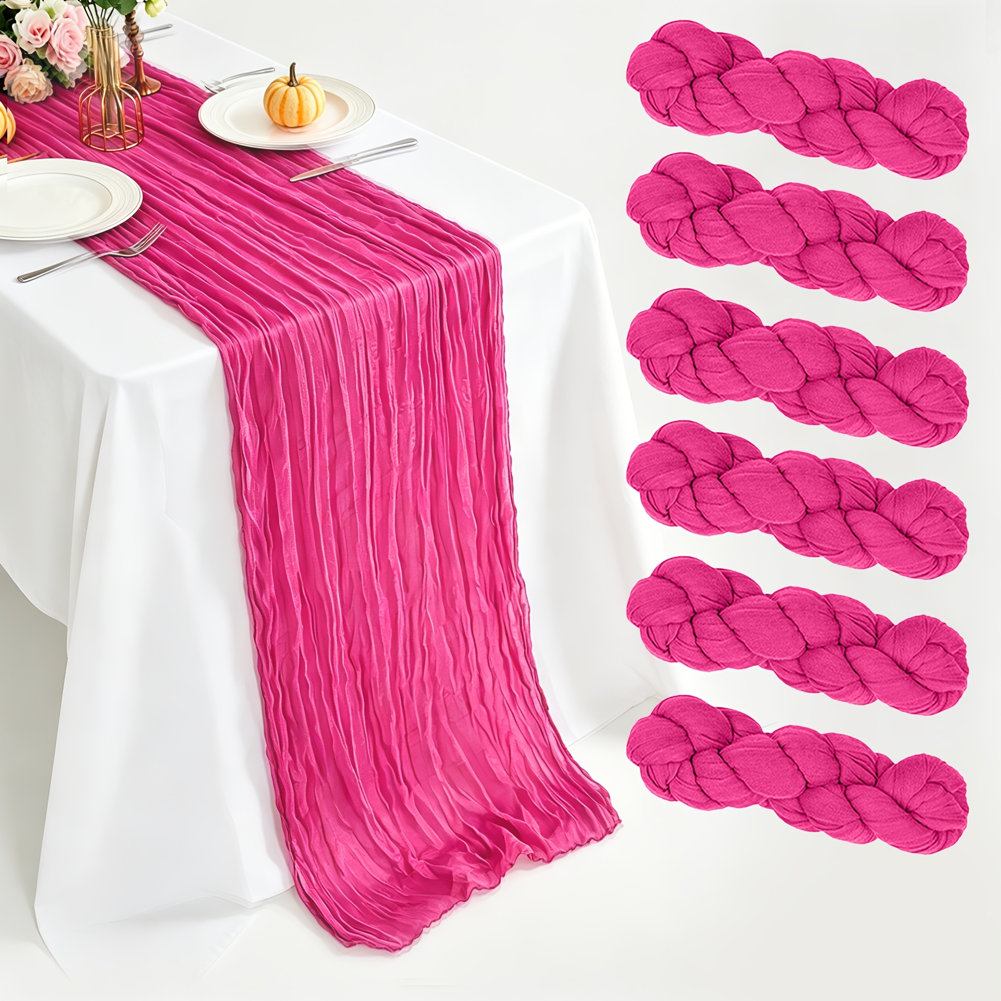 TEMU 6 stuks Hot Pink Kaasdoek Tafelkleed, Boho Kaasdoek Polyester Stof, voor Bruiloft, Verjaardag, Feest, Hotels, Babyshower en Romantische Banket