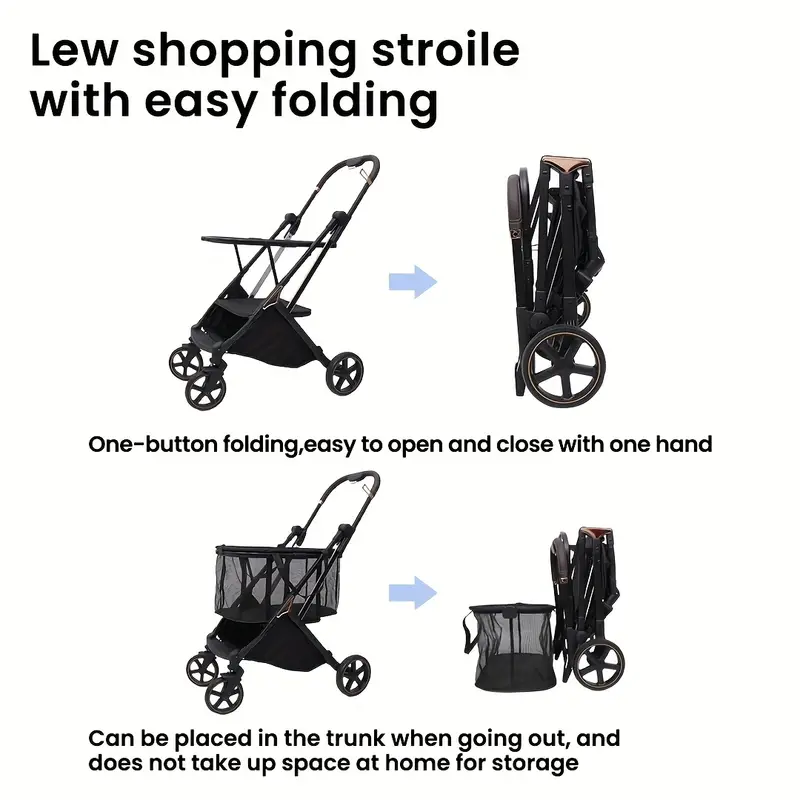 2025 new foldable multifunctional shopping cart camping trolley 4 wheel patio handcart laundry cart with 360 omni directional wheels ultra portable lightweight details 2