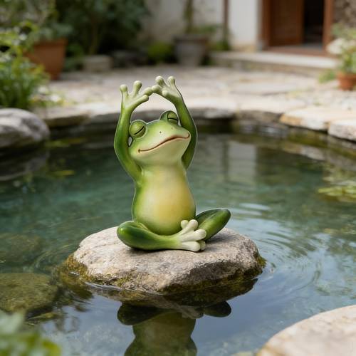 Outdoor Courtyard Meditation Frog Ornament, Garden Pond Side Simulation Animal Resin Decoration Crafts, Zen Frog Sitting Ornament, Balcony Fish Pond Landscaping Resin Frog, Healing Courtyard Landscape Decoration