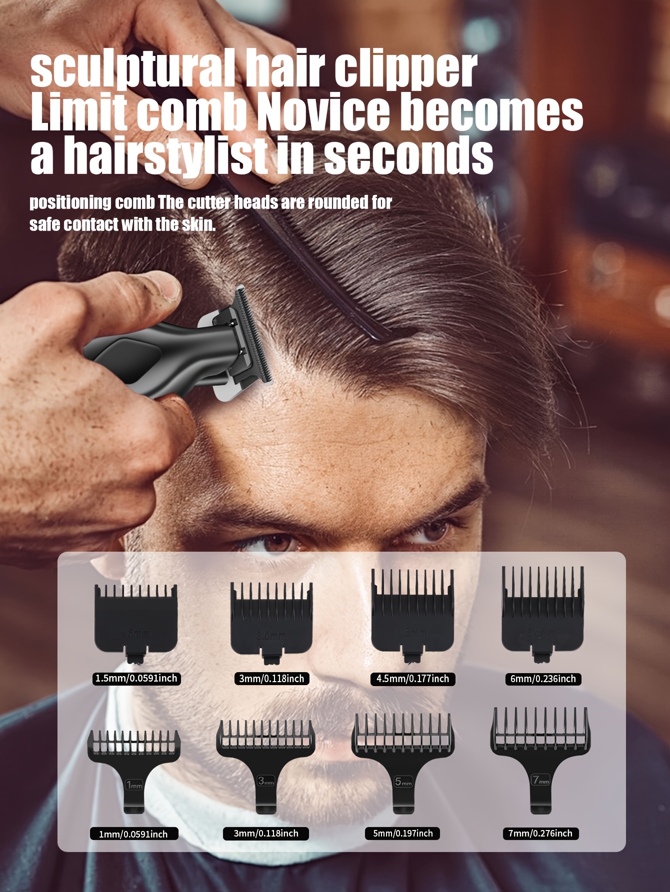 HIENA PRO Men's Electric Hair Clipper Set - Sleek Black Beard Trimmer with LCD Display, T-Blade, USB Rechargeable, 1500mAh Lithium Battery, Includes Multiple Comb Attachments for Styling & Grooming - Ideal Gift