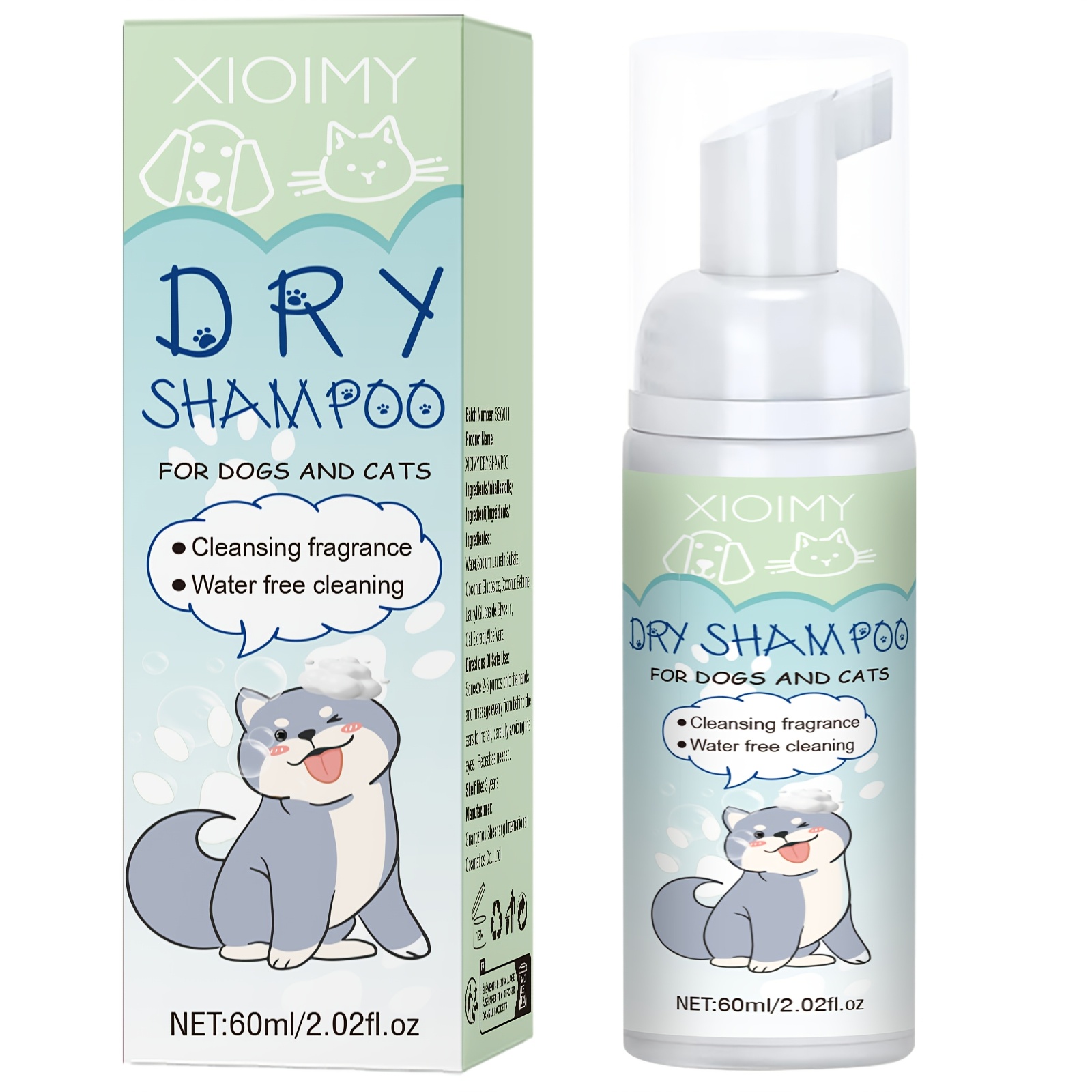 Image of 60ml Pet Shampoo Dry Cleaning Foam; Deep Cleansing, Moisturizing The Skin And Hair, Leaving A Soft, Smooth, And Fluffy Texture, Long-lasting Fragrance, Suitable For Cats And Dogs