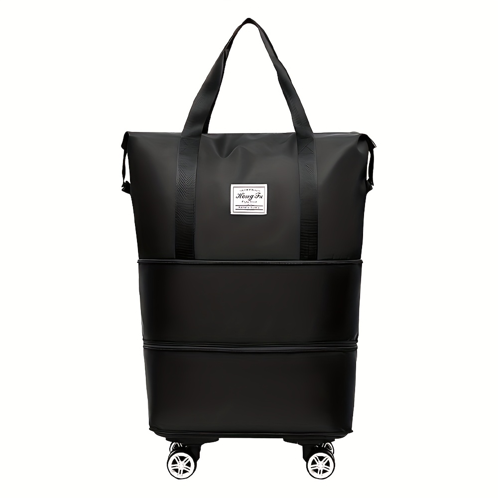 TEMU Multifunctional Travel Bag Expandable Adjustable Universal Wheel Oxford Cloth Travel Duffel Bag 3-layer Extra-large Capacity Portable Shopping