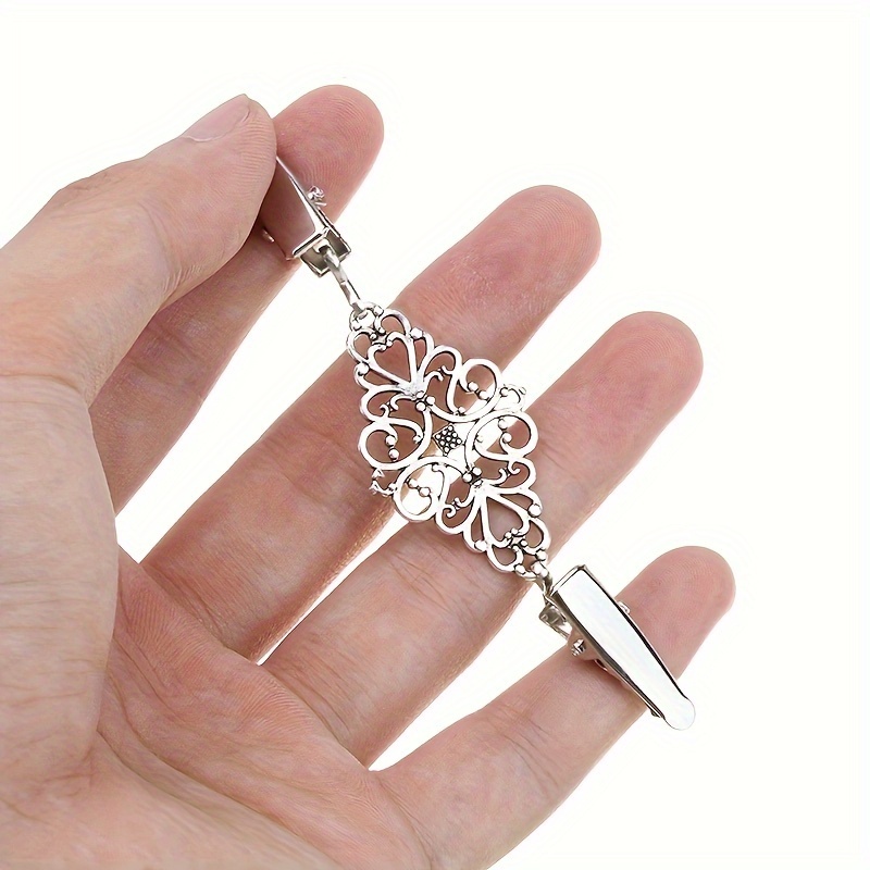 1/2pcs Vintage Geometric Hollow Shirt Clip With Clip-on Brooch Button - Add A Touch Of Style To ! Holiday Gifts, Birthday Gifts For