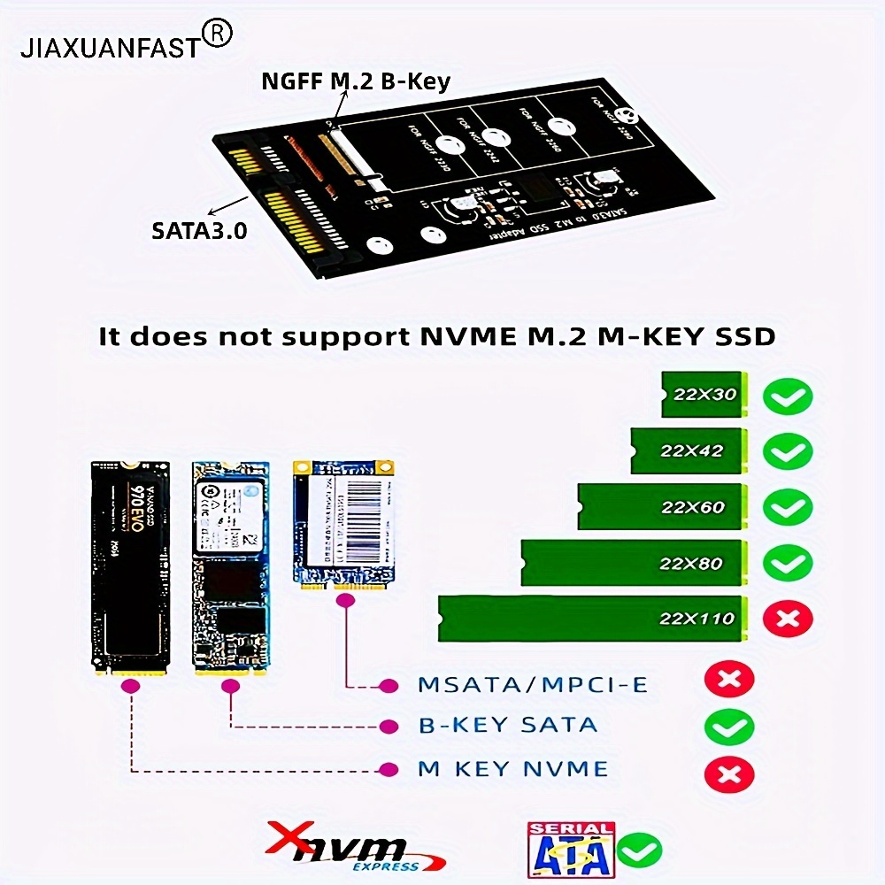 

Jiaxuanfast Desktop External Hard Drive Adapter Card - Usb To M.2 B-key Sata Ssd, Laptop Compatibility, Unformatted, Usb , ≤36v Operating Voltage, No Battery Required