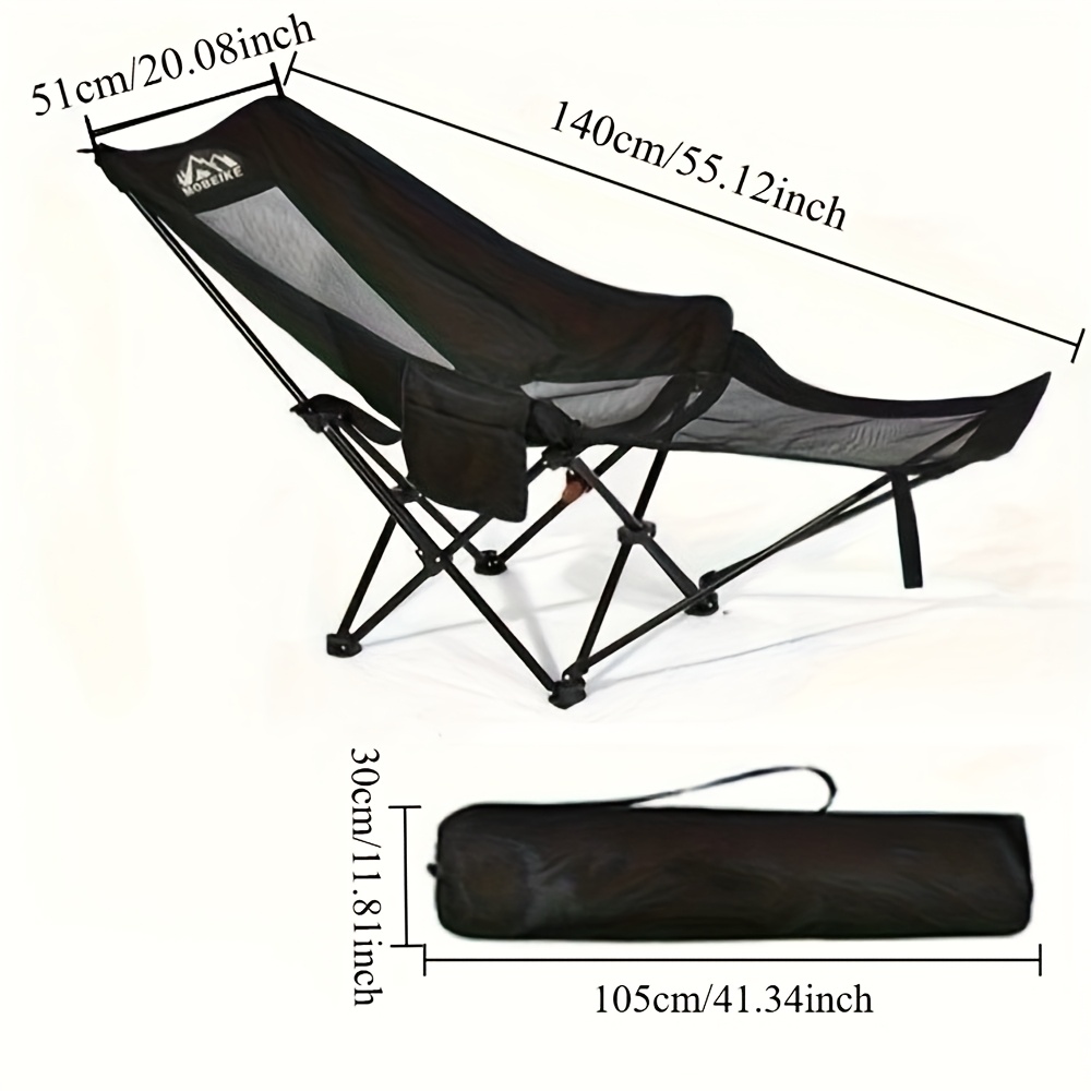 Image of 1pc Folding Chair, High Back Chair, Breathable Mesh Lounge Chair, Portable Backrest Adjustable Chair, Camping Folding Chair, Wrapped Wrap Around Design, Hammock Like , For Outdoor Use