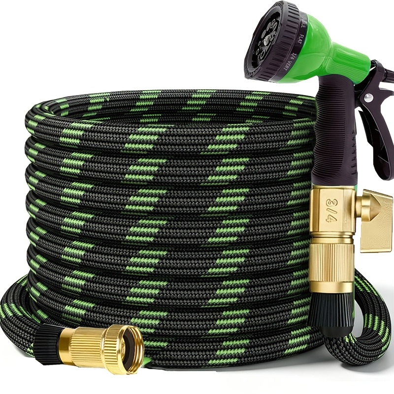 TEMU Kit de tuyau d'arrosage de jardin robuste LOVFEN 25/50/75/100/150 pieds, avec raccords en laiton 3/4", étanche, filetages standard américains -