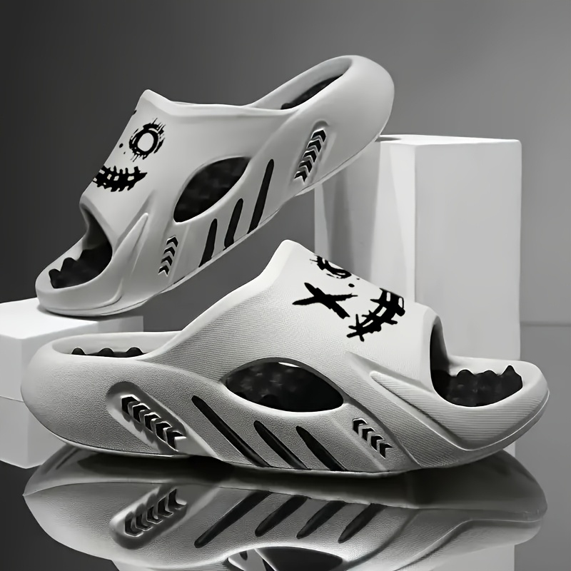 Men'S And Women'S Thick-Soled Oversized Fashion Print Comfort Slippers | Lightweight, Stylish, All-Season, Eva Material, Open Toe, Slip-On Closure, Perfect For Daily Use, Couples, And Family - A Practical Gift