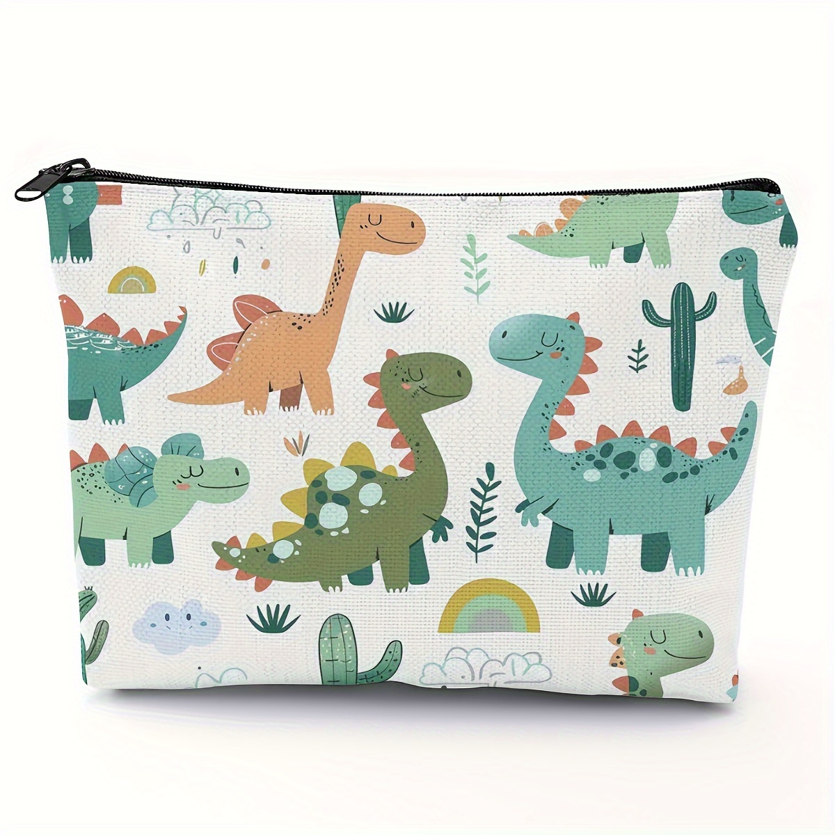 

1PC Trousse de Maquillage Imprimé Dinosaure Pochette Cosmétique Pochette de Rangement Cosmétique à Fermeture Éclair Pochette de Toilette Sac à Main Dessin Animé Trousse 5.51 X 8.66 In 14x22 Cm