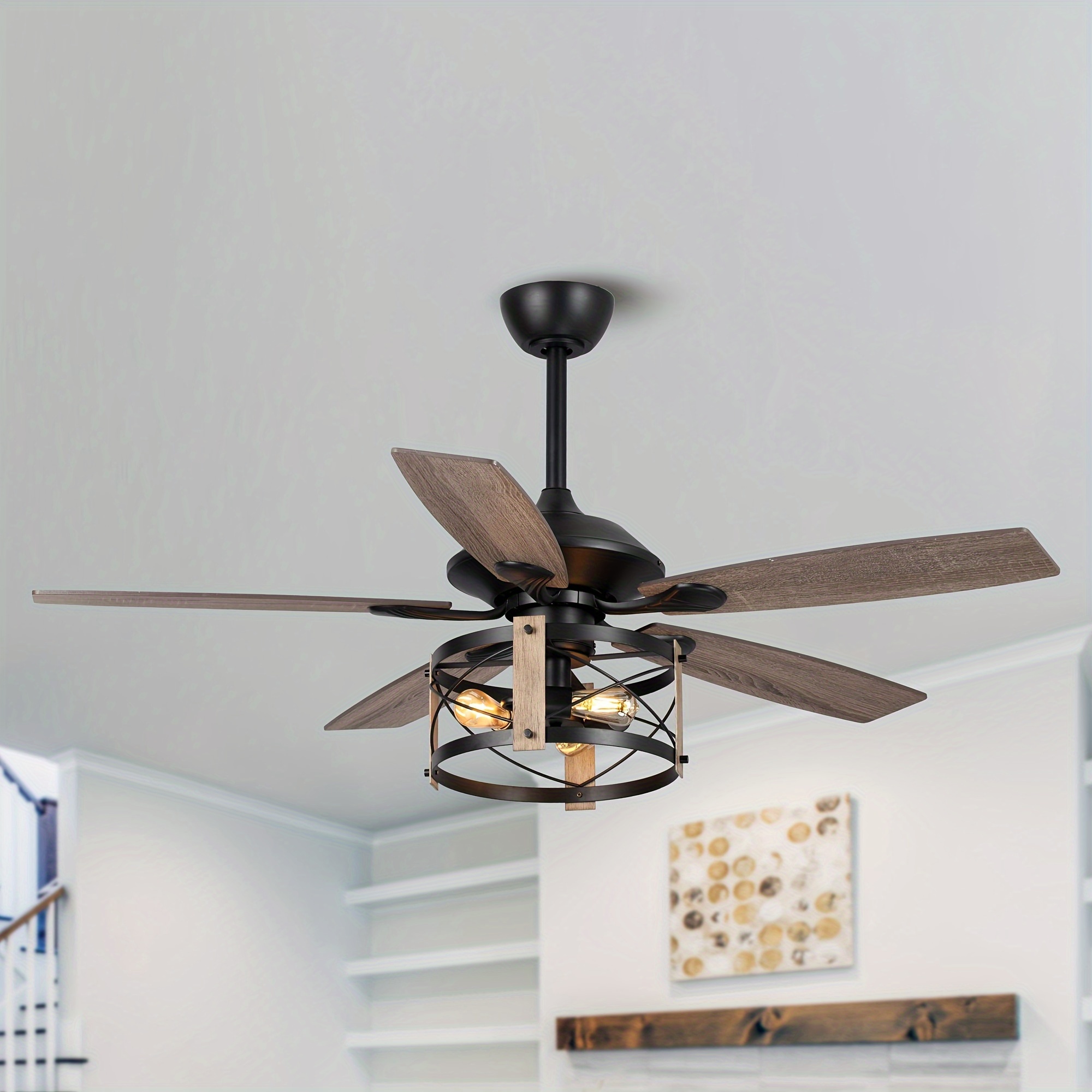 

Farmhouse 52" 5-blade Black Ceiling Fan With Remote