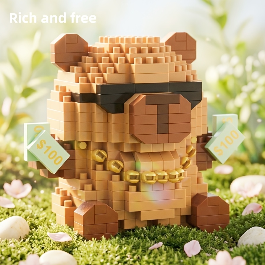 TEMU Nouveaux Blocs de Construction Capybara à Micro-, Adorable Décoration d'Intérieur, Ornement de Bureau, Cadeau Multifonctionnelle et Originale,