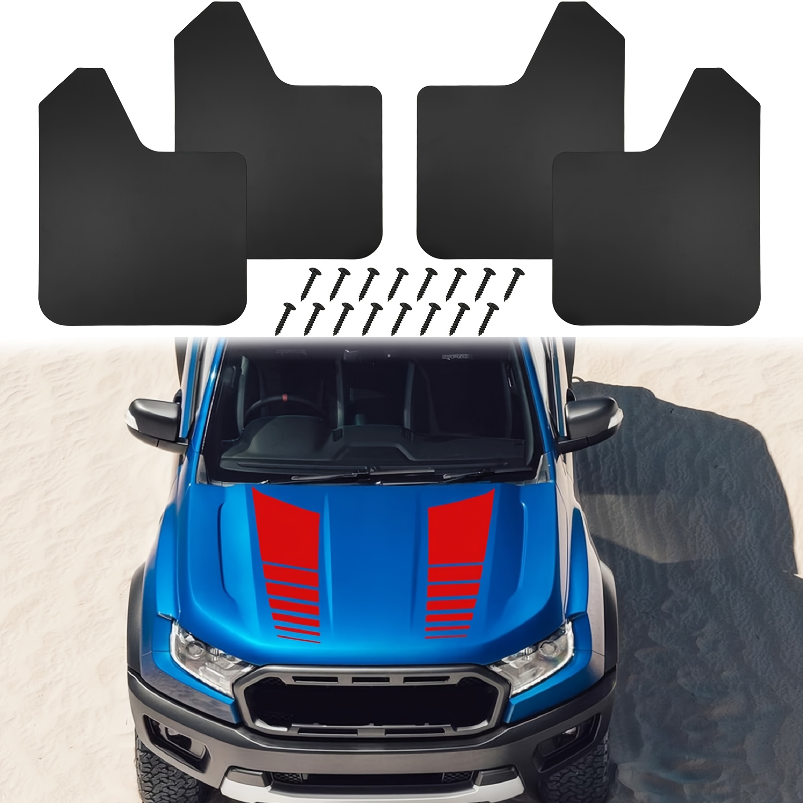 TEMU 4pcs Universal Car Auto Pickup Truck Suv Fender Mud Flaps Mudguards Splash Guards