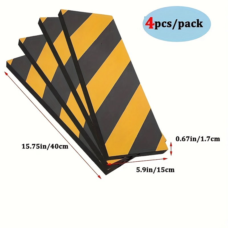 Reflective Foam Car Garage Wall Protector - High-density Safety Parking Corner Buffer To Avoid - Suitable For Curved And Straight Surfaces - Yellow And Black/red And White - 2pcs/4pcs Set