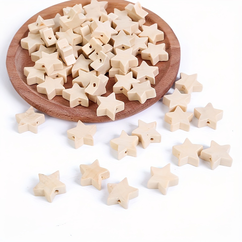 

50pcs Original 19mm 5 Pointed Star Wooden Loose Beads For Jewelry Making Creative Diy Handmade Beaded Decors Accessories