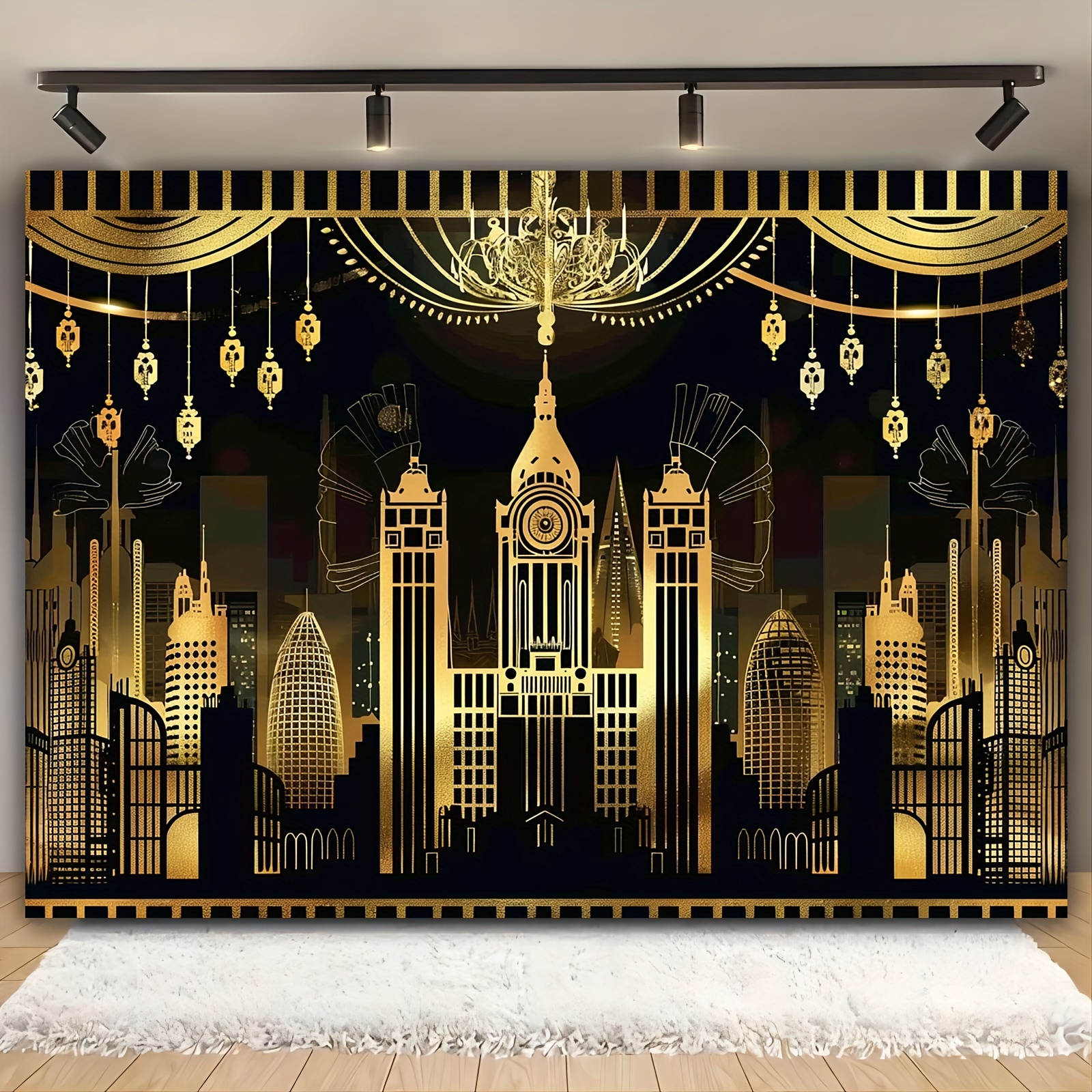 1 toile de fond pour photographie sur le thème de * * kit d'accessoires de  studio des années 1920, fournitures de décoration rétro pour fête ..., image size:1600x1600