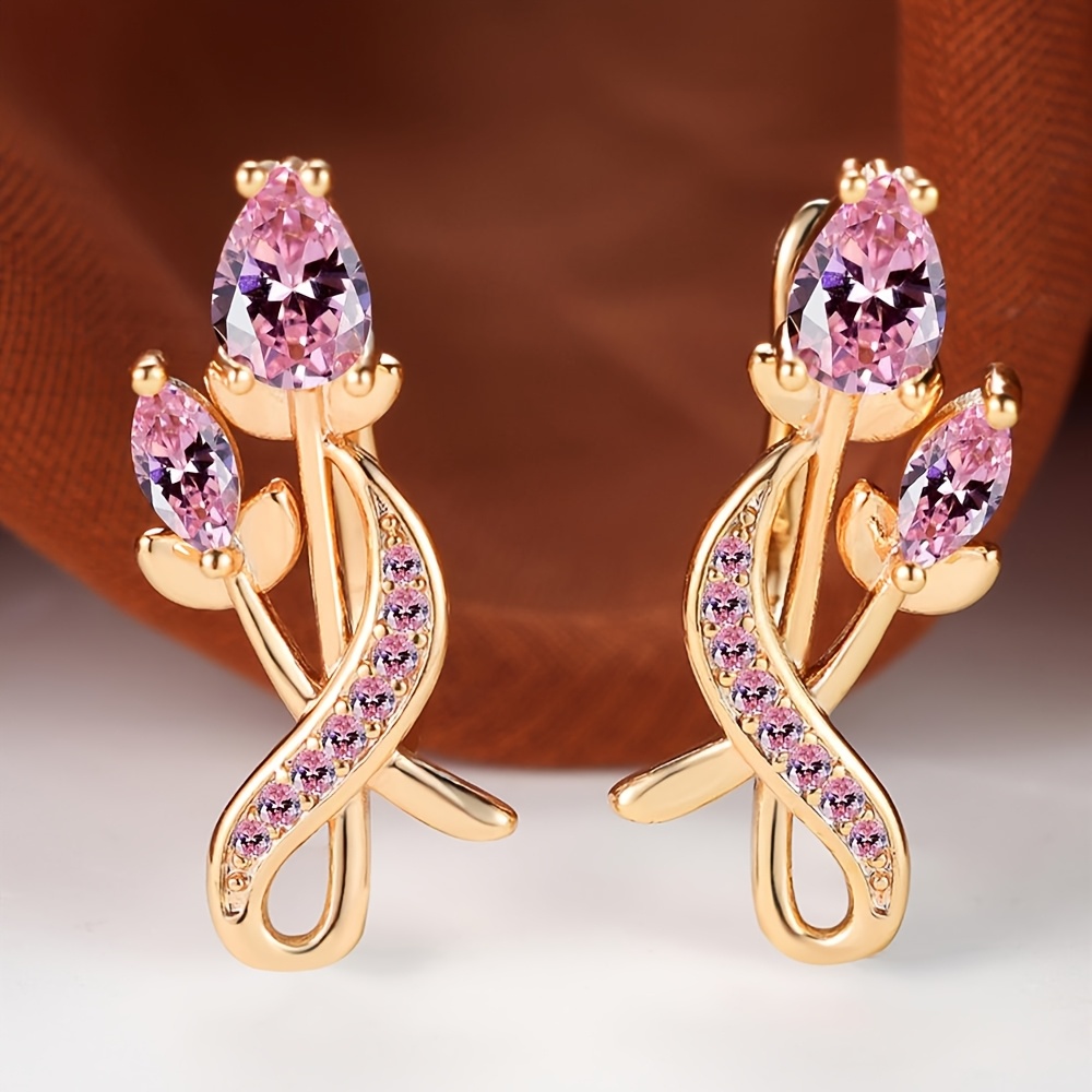 TEMU A Pair Of Elegant Bohemian Women's Synthetic Synthetic Zirconia Clip-on Earrings, Available In Multiple Colors, Wedding Jewelry