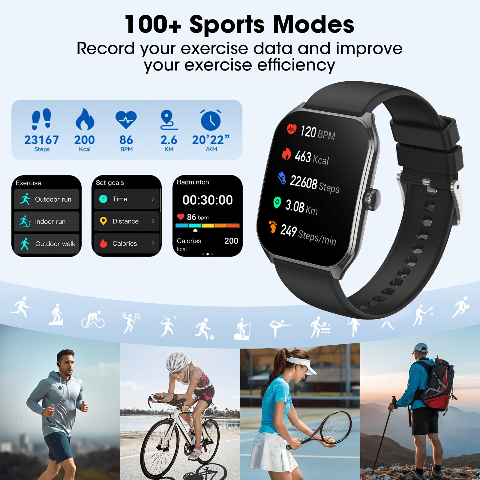 Aviwogr Ultra-Thin Smartwatch Compatible with Android/iPhone