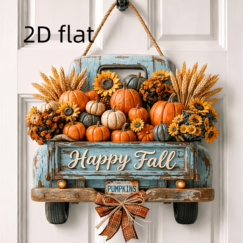 TEMU 2d Flat, Autumn Home Decoration - 2d Flat Frmhouse Style Wooden Autumn Truck-shaped Door Sign/welcome Hanging Decoration, Suitable For ,