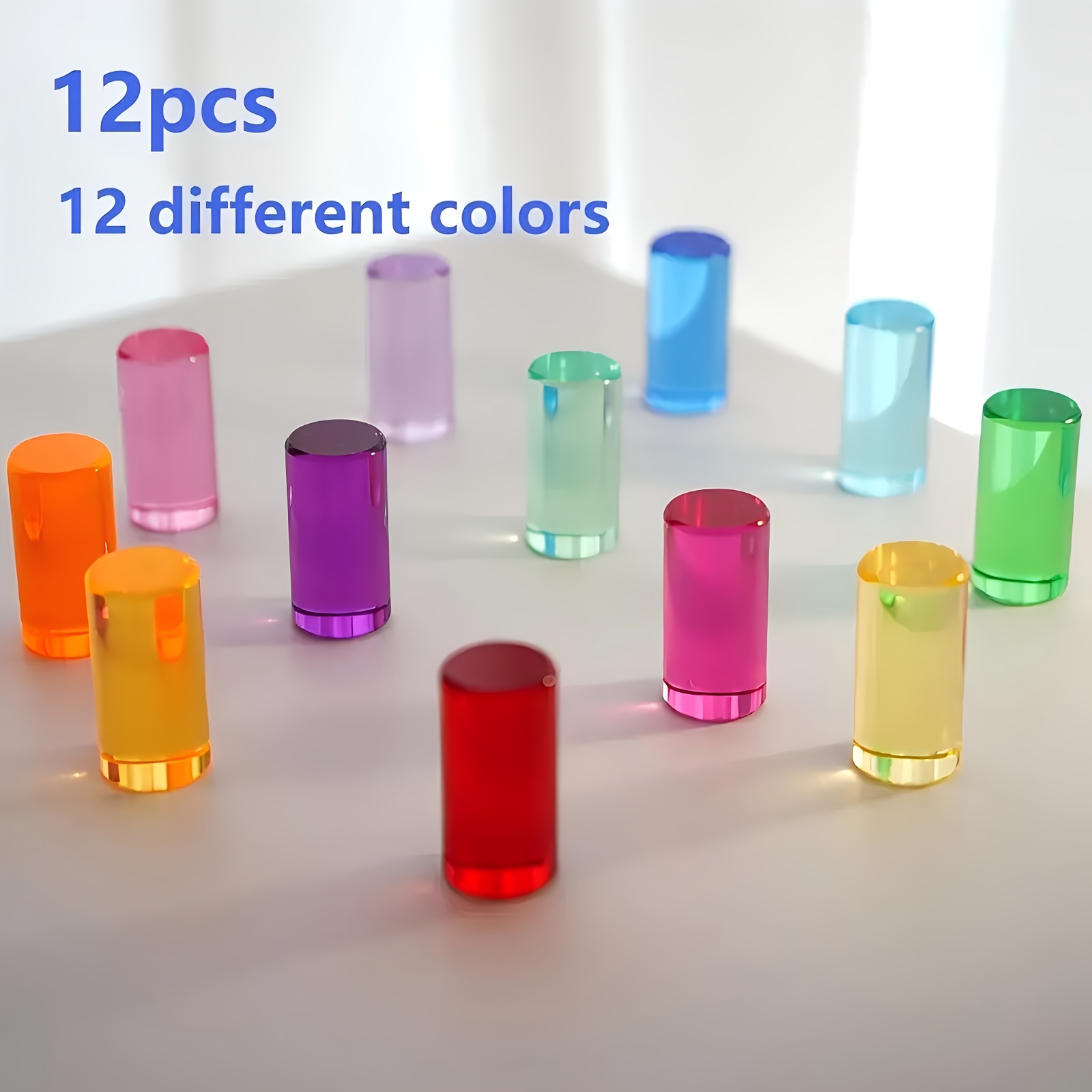 Image of High- Acrylic Cylinder Stacking Blocks, Transparent Colored Cube Cylinder Toys, Color Recognition And Creative Play