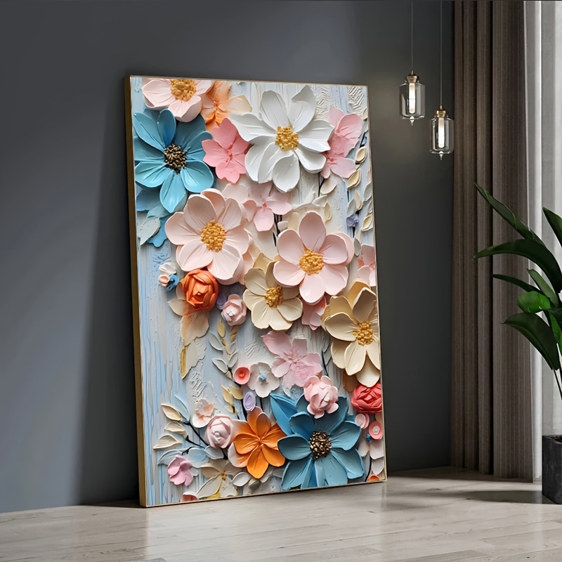

3d Floral Canvas Wall Art Poster, 31.49x47.24 Inches Frameless Modern Vintage Flowers Artwork For Living Room Decor, Portrait Orientation, Indoor Canvas Print For Bedroom – Theme: Other Topics