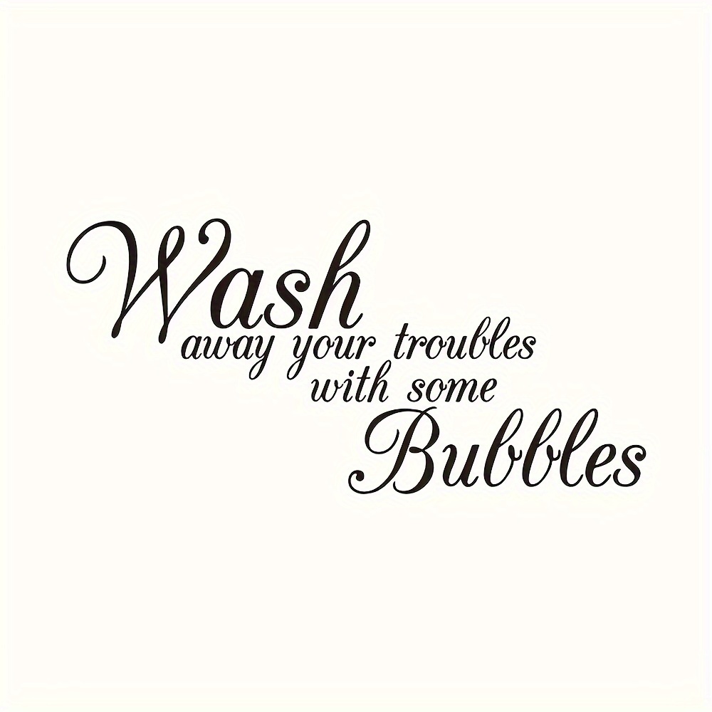 Image of 1pc Creative Bathroom Wall Sticker With Letter Print Bathtub Sticker, Washing Machine, Laundry Room Bathroom Bathtub Wall Decoration Sticker Self-adhesive Removable Modern Home Decoration