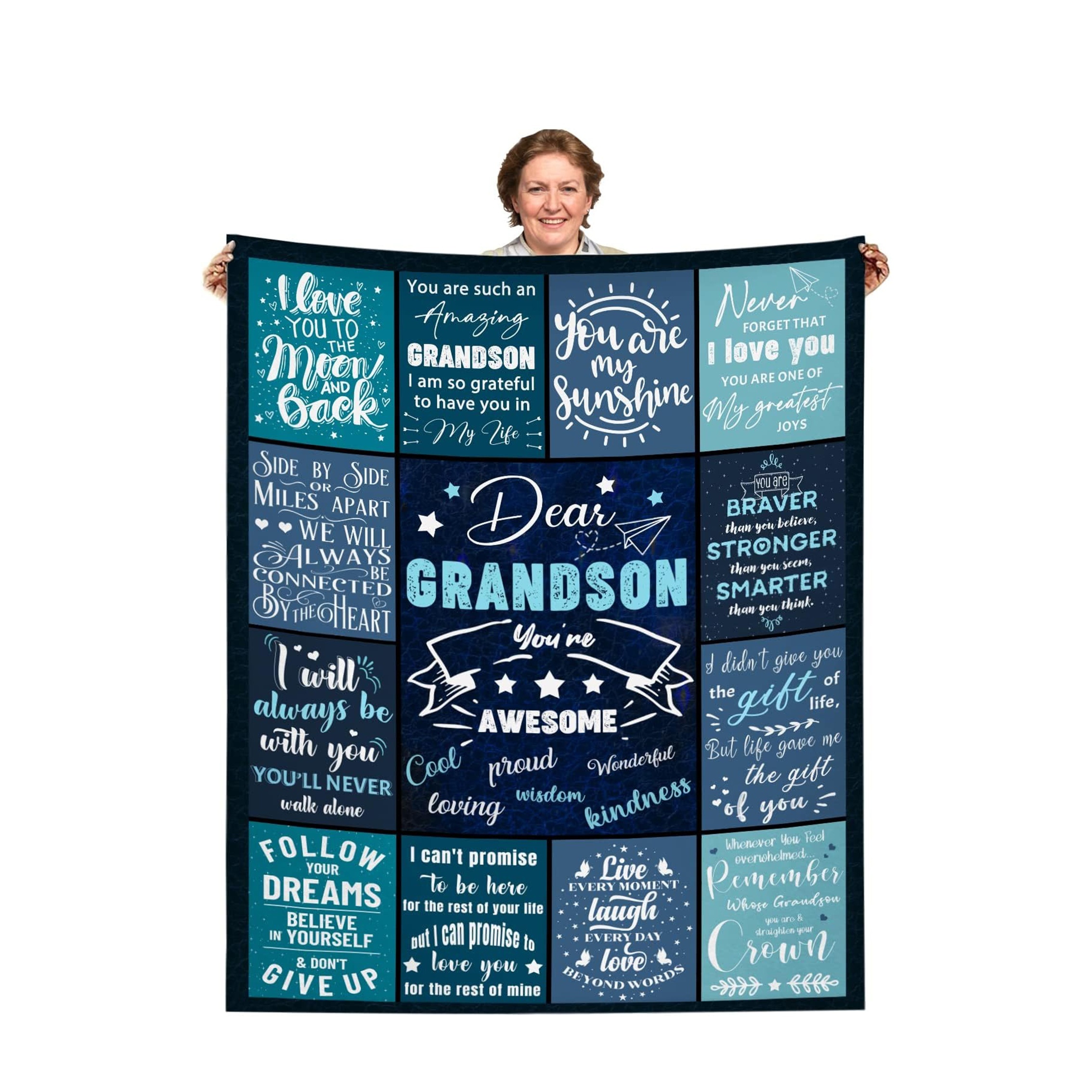 

1pc To My Grandson Blanket, Grandma And Grandpa's Christmas Gift For Grandchild