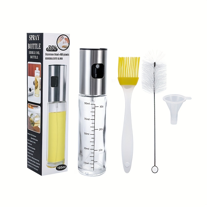 E-shop 304 Edelstahl Ölsprühflasche mit Druck-Sprühkopf, geeignet für die Küche zu Hause, Grillen und auslaufsicheren Glas-Ölspender. Entwickelt für