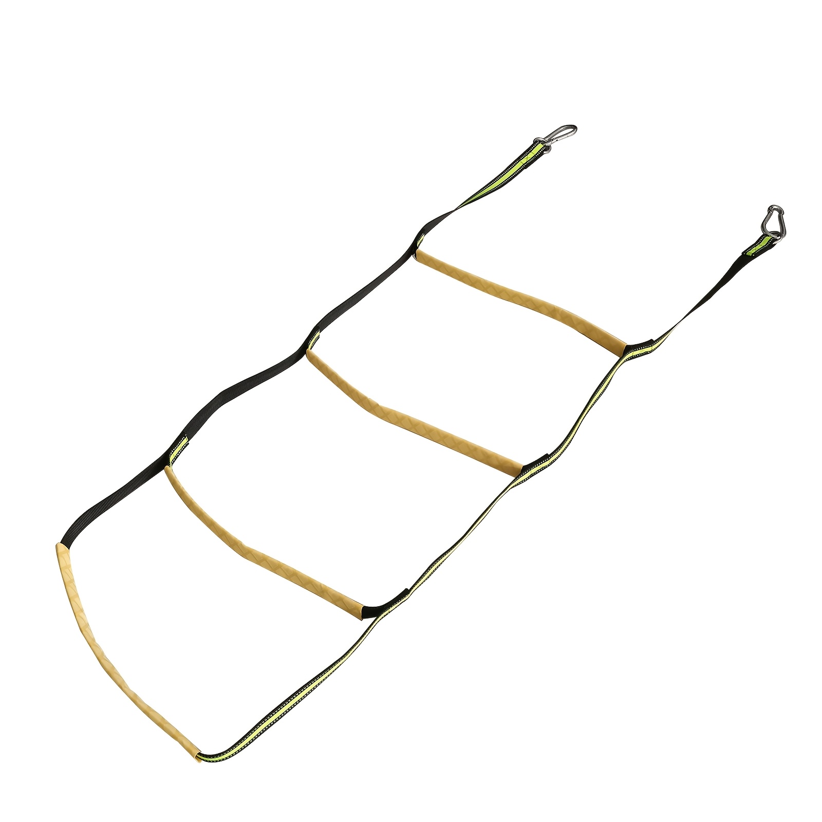 TEMU 4-section Yellow Fluorescent Ladder With Buckles, Marine-grade Rope Ladder, Universal Accessory For Yachts And Outdoor Use, Portable, Foldable,