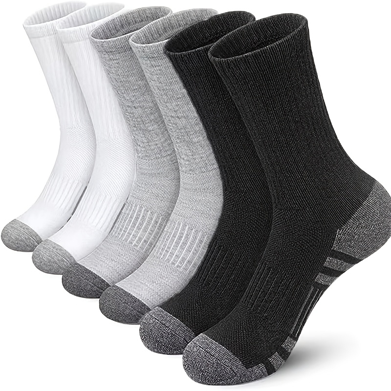 

3-pack/5-pack Men's Athletic Socks, White Crew Length, Fall/winter Mid-calf Sports Socks, Polyester 95%, Spandex 5%, Solid Color, Knit Fabric, Hand Wash Only