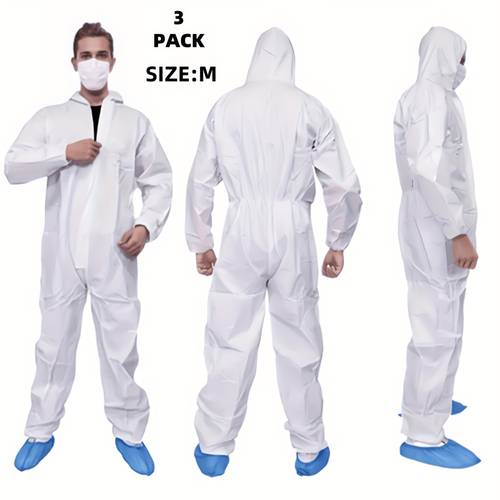 juego de 3 batazos desechables con capucha, 55gsm, hechos de tela no tejida microporosa transpirable sf, disponibles en 5 tallas: m a 3xl, con capucha y puños elásticos, corte , ideales para pintores, decoración,