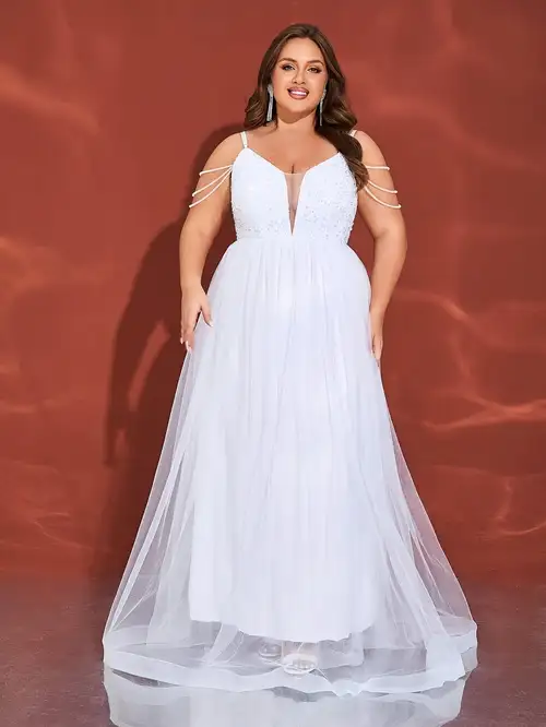 plus size formal white dress Plus-Size Off-White Long Gown KV1057WC size long white formal dress that is as beautiful as it is figure flattering Xpluswear Design Plus Size Wedding
