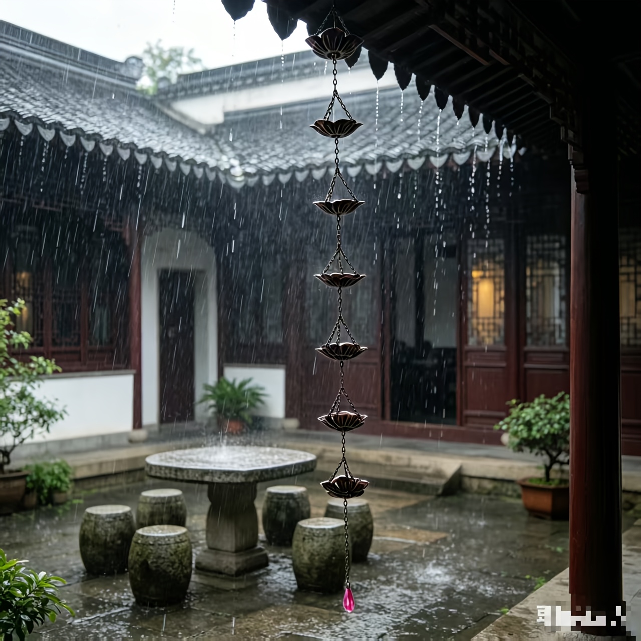 TEMU カラー 桜柄 雨樋チェーン 雨水排水チェーン 軒先装飾雨樋チェーン