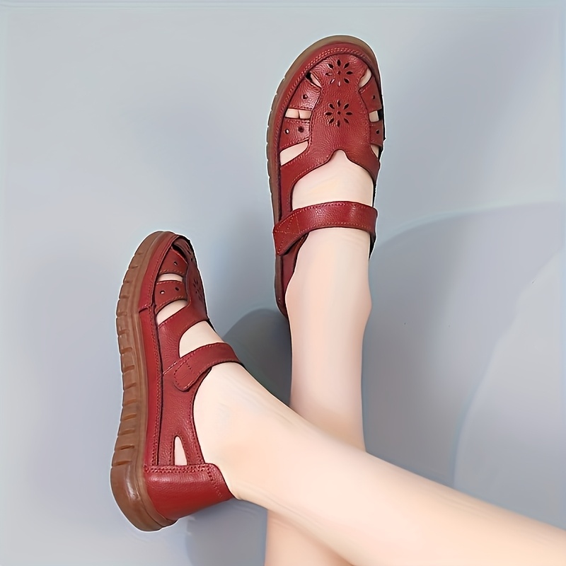 Microfiber Leather Women's Sandals, Comfortable Soft Sole Open-Toe Clogs