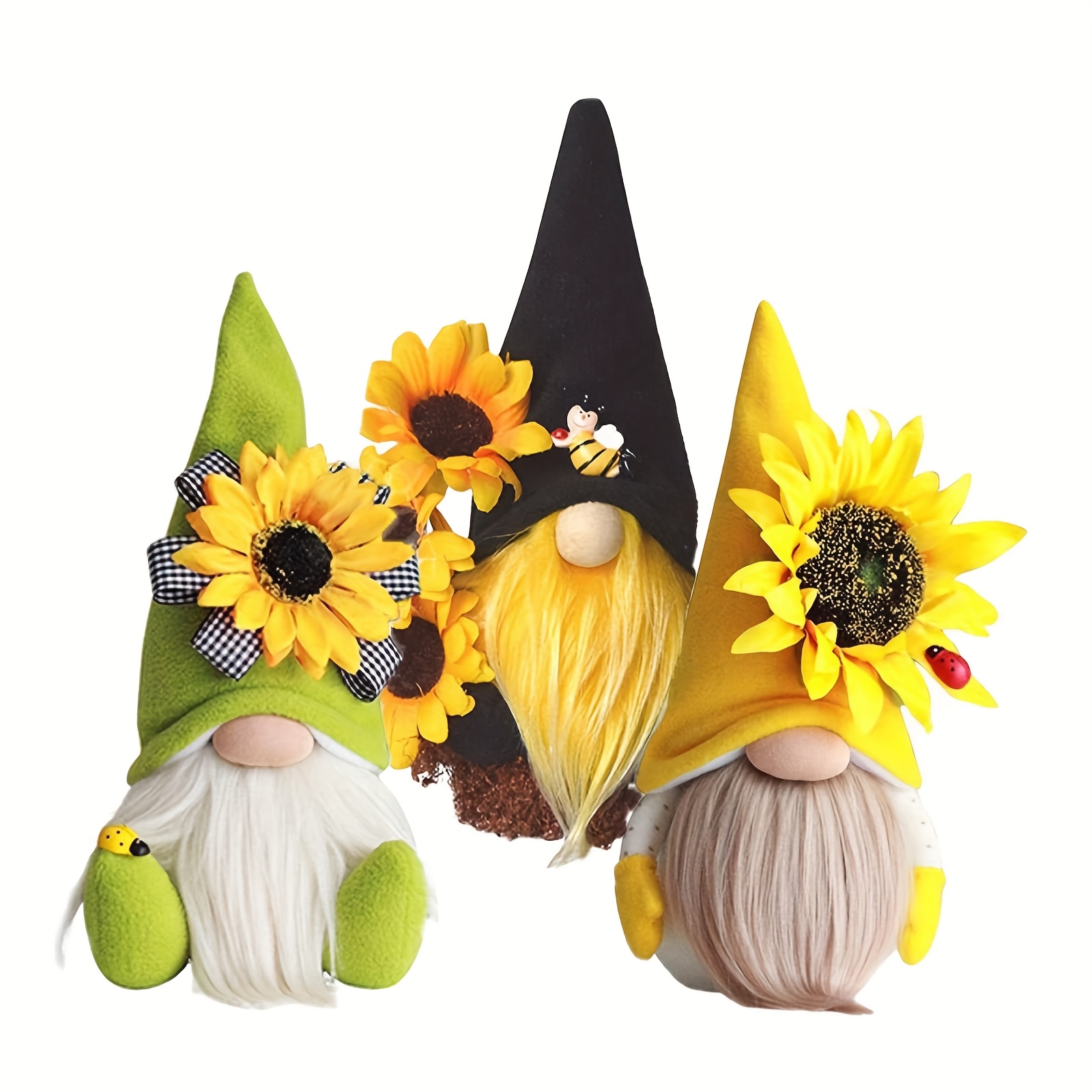 TEMU 3pcs Gnome Plush For Home Decor Items, Summer And Fall Sunflower Decor, Handmade Faceless Dolls, Fall And Halloween Gnome Decor For Home And