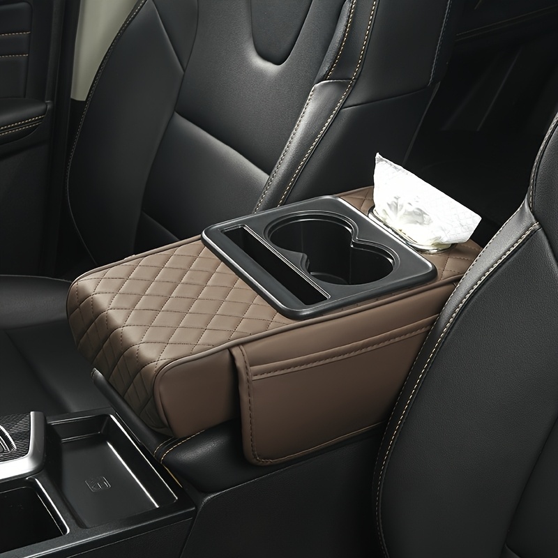 car armrest cushion storage box leather universal fit non textile material use organizer for water cup phone tissues details 8