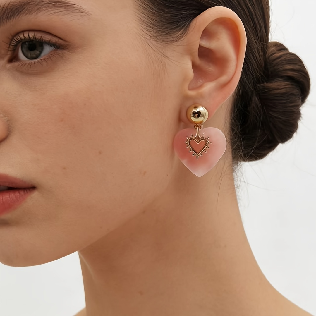 Stylish European Heart-Shaped Stud Earrings for Women