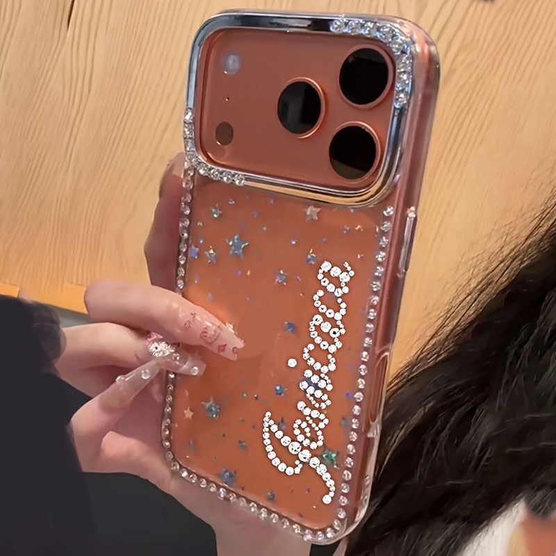 TEMU Phone Case - Custom Name Rhinestone Phone Case With Personalized Luxury Electroplating For Iphone 17, 16, 15, 14, 13, 12, 11 Pro Max And 17 Pro