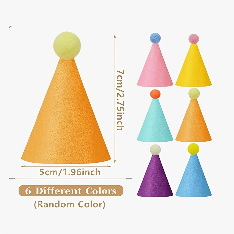 E-shop 6 Stk. Mini-Partyhüte für Stofftiere, Filz-Geburtstagskegelhüte für Hunde, Katzen, Kaninchen Puppen, Haustier-Partydekoration in verschiedenen