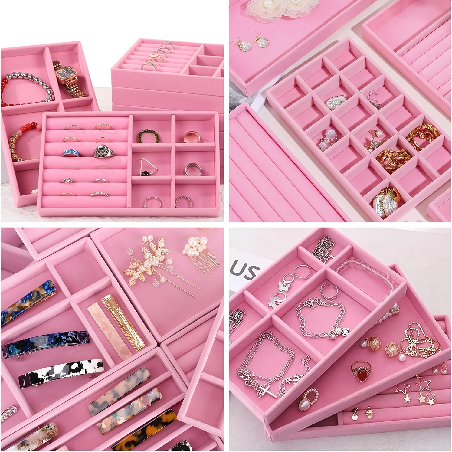 Stackable Velvet Jewelry Tray, Elegant Storage Solution