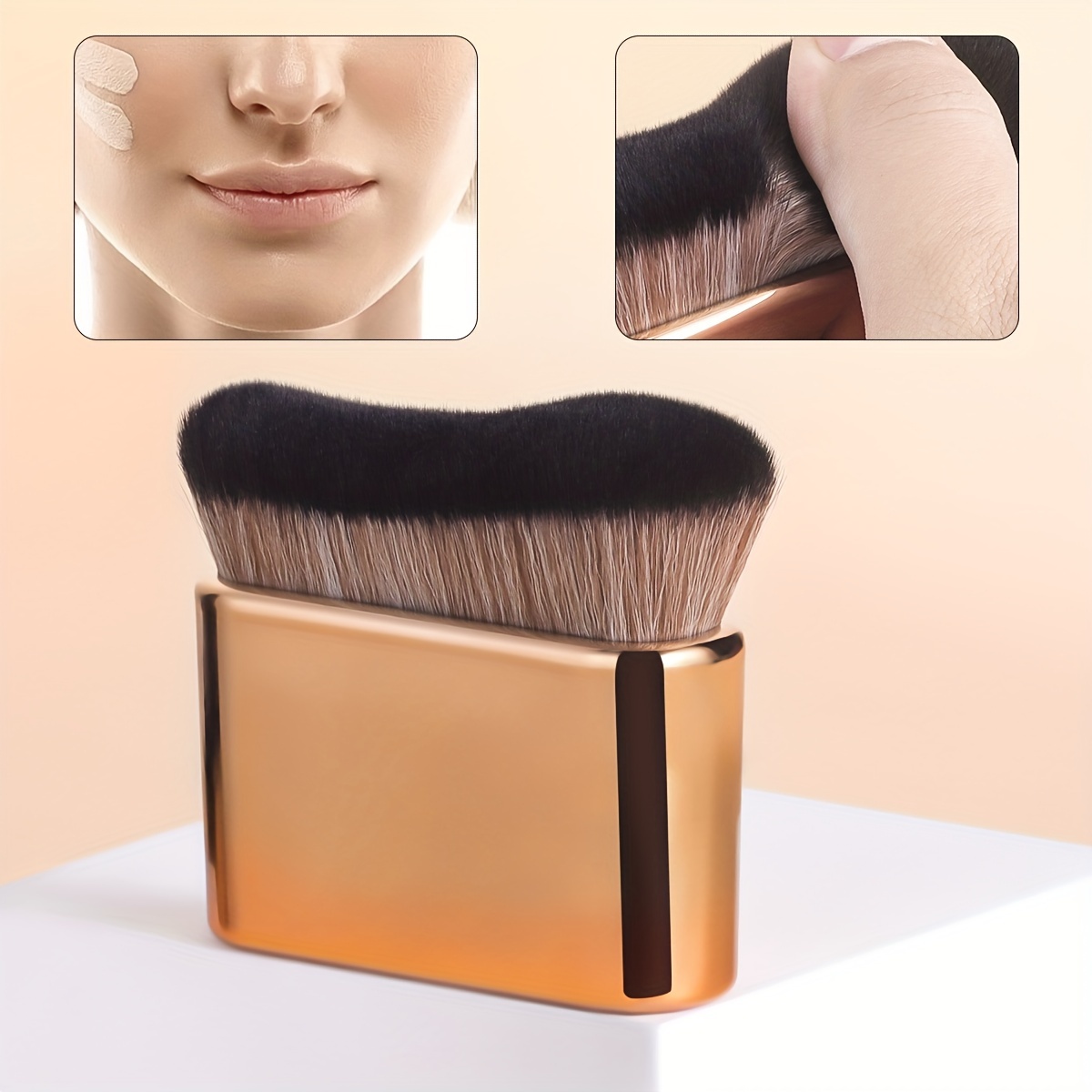 

1pc Multifunctional Wave Pattern Foundation Brush - Soft Nylon Bristles For Flawless Application, Compact & Portable, Suitable For Types