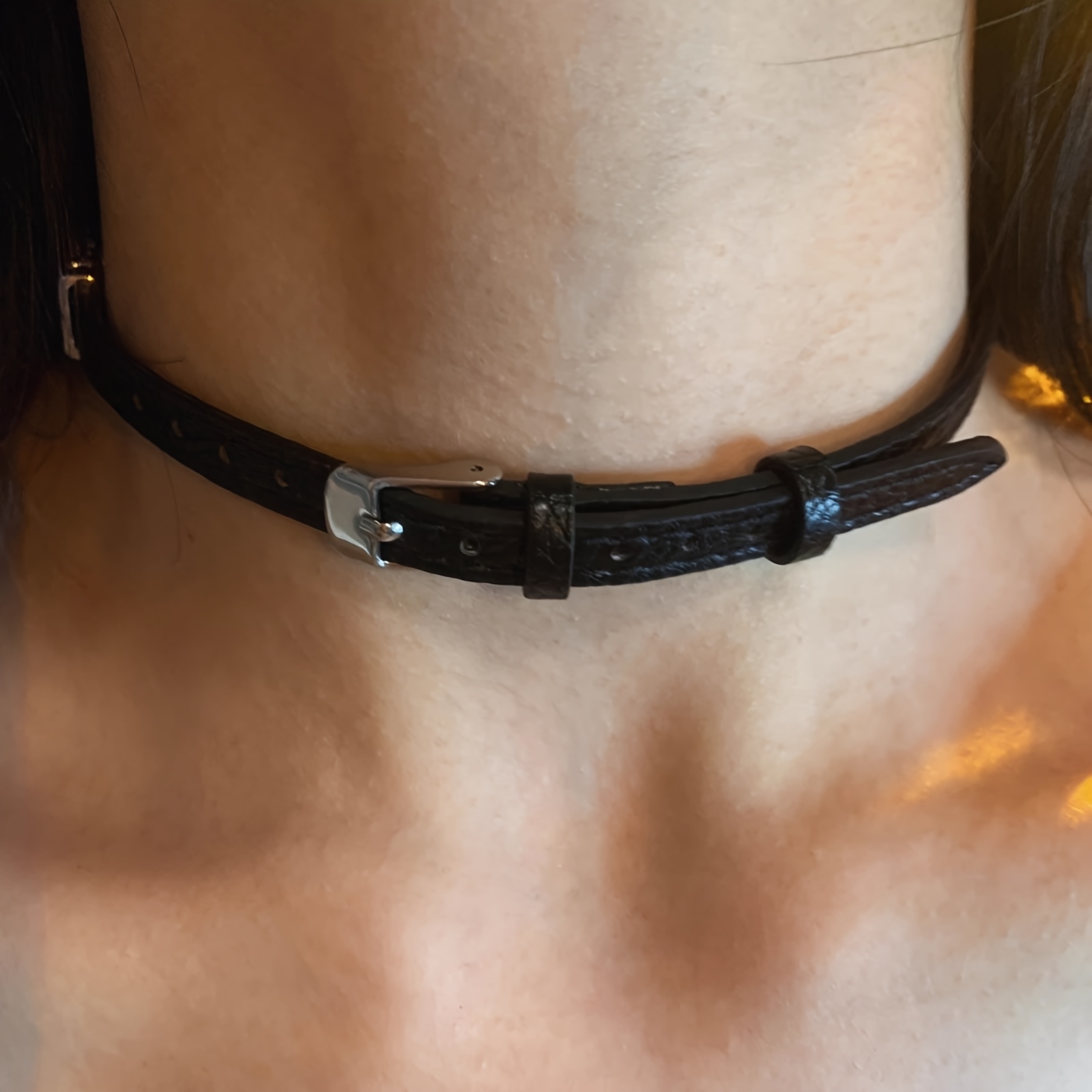 TEMU Women's Gothic Pu Choker Necklace Adjustable Short Y2k Style Collar - Black Suitable For Birthdays, Valentine's Day Gifts, Wear, & Christmas